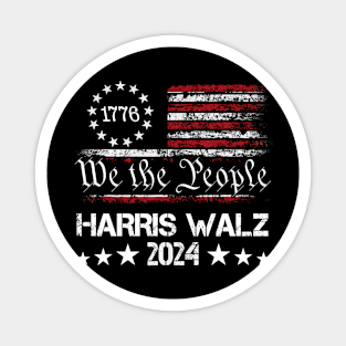 Harris Walz 2024 Kamala Harris Tim Walz American Flag Magnet